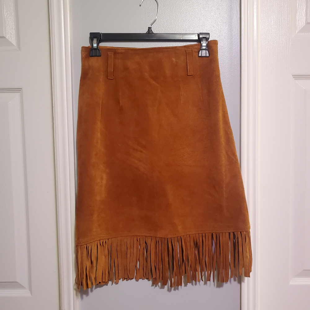 Vintage Suede Fringed Skirt